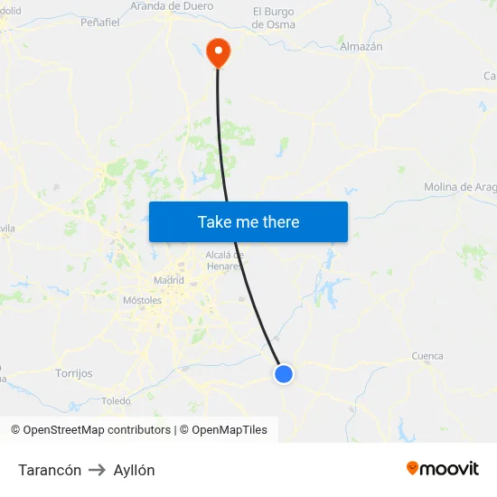 Tarancón to Ayllón map