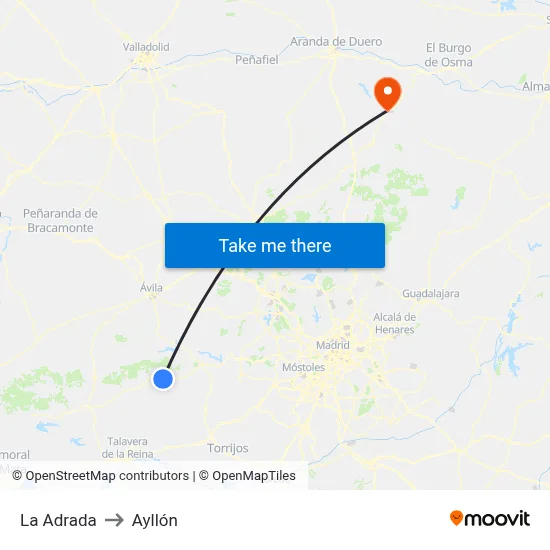 La Adrada to Ayllón map