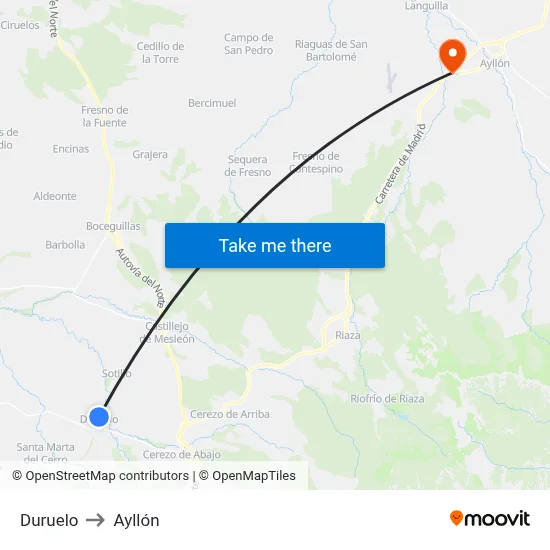Duruelo to Ayllón map