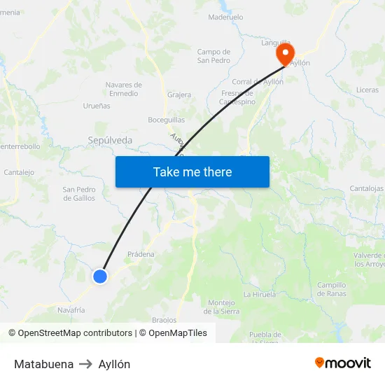 Matabuena to Ayllón map