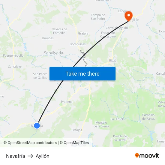 Navafría to Ayllón map