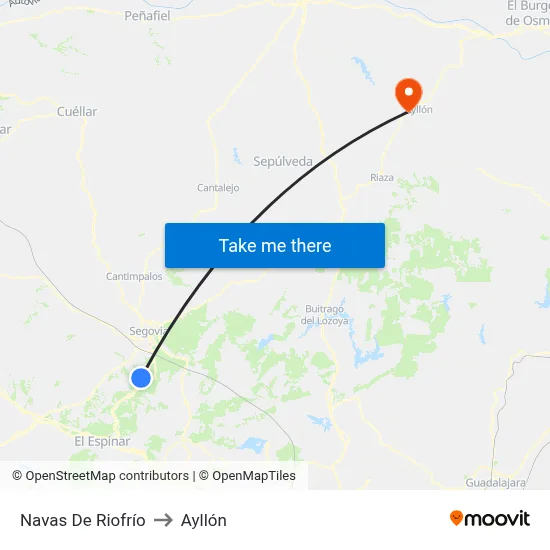 Navas De Riofrío to Ayllón map