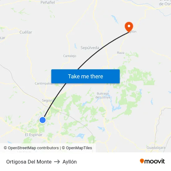 Ortigosa Del Monte to Ayllón map