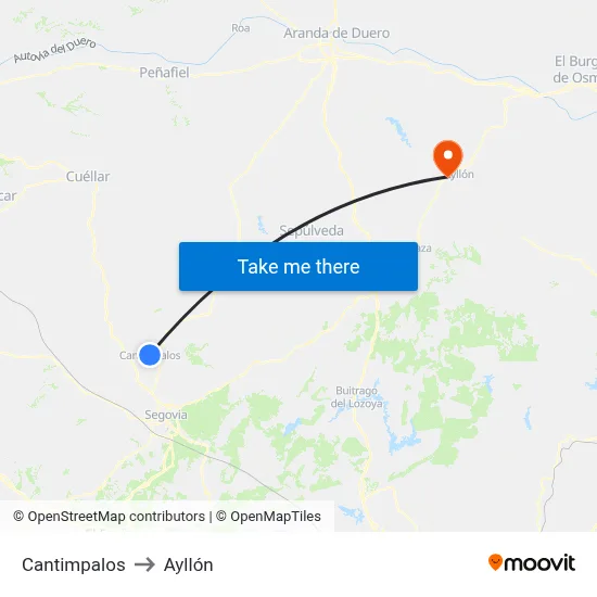 Cantimpalos to Ayllón map