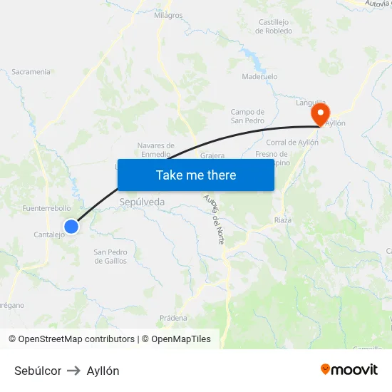 Sebúlcor to Ayllón map