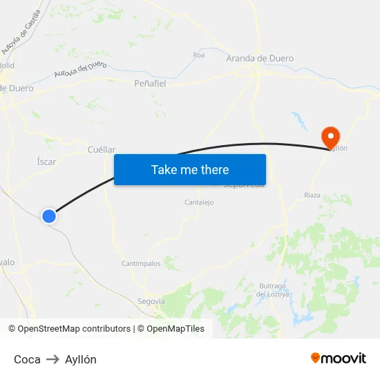Coca to Ayllón map