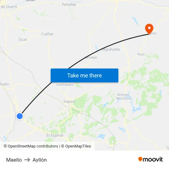 Maello to Ayllón map