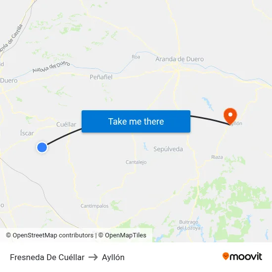 Fresneda De Cuéllar to Ayllón map