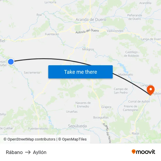 Rábano to Ayllón map
