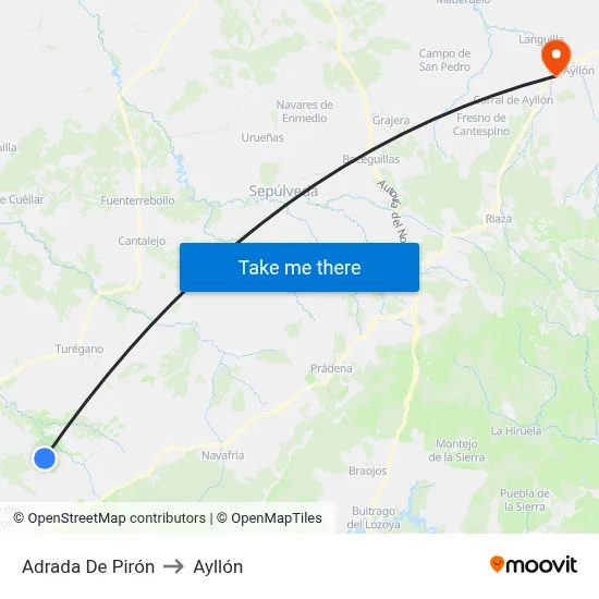 Adrada De Pirón to Ayllón map