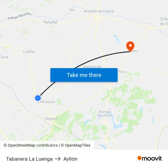 Tabanera La Luenga to Ayllón map