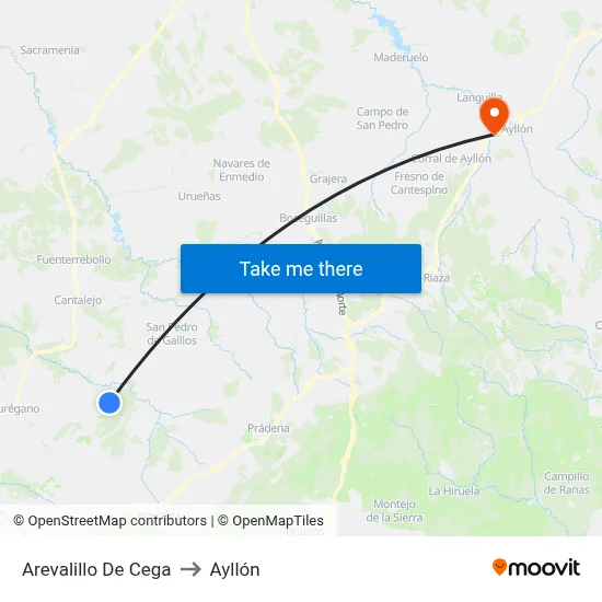 Arevalillo De Cega to Ayllón map