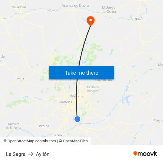 La Sagra to Ayllón map