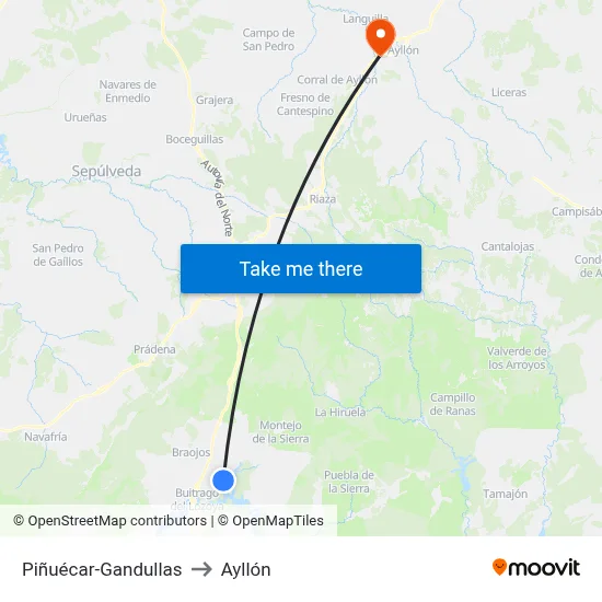 Piñuécar-Gandullas to Ayllón map