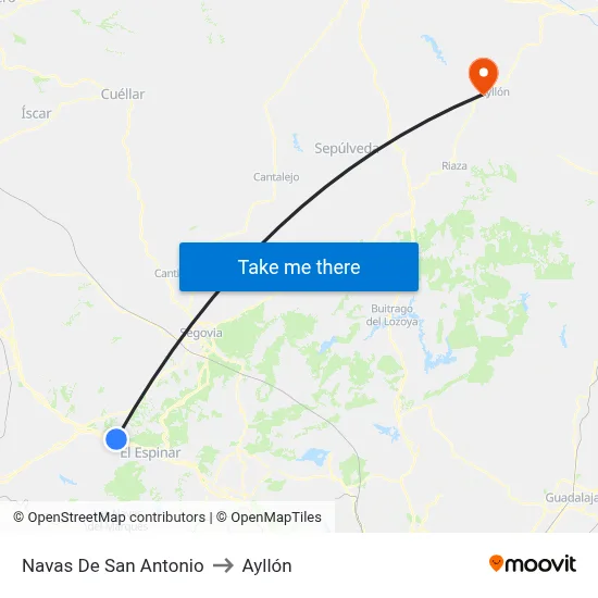 Navas De San Antonio to Ayllón map