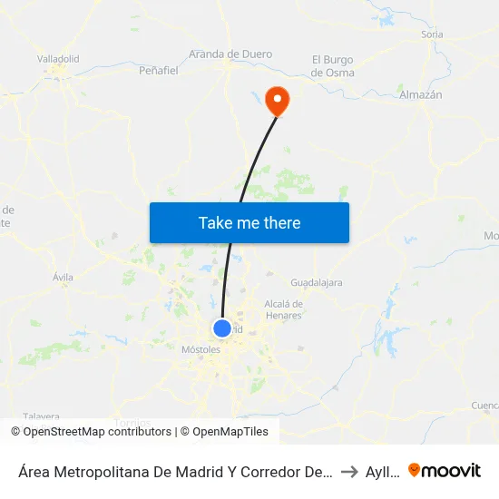 Área Metropolitana De Madrid Y Corredor Del Henares to Ayllón map