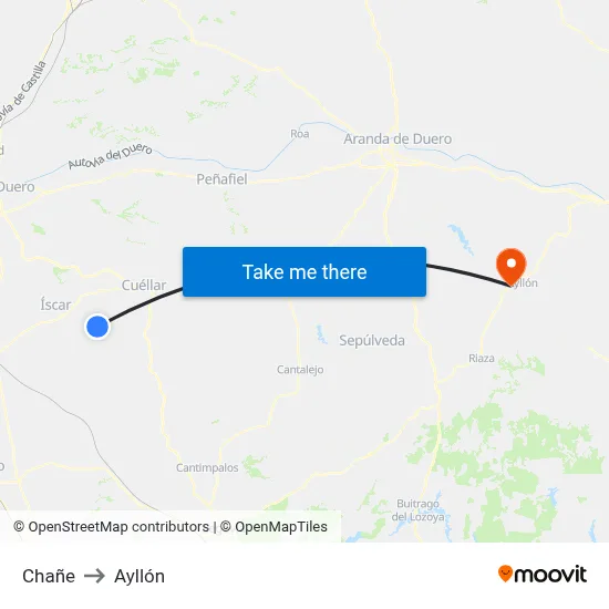 Chañe to Ayllón map