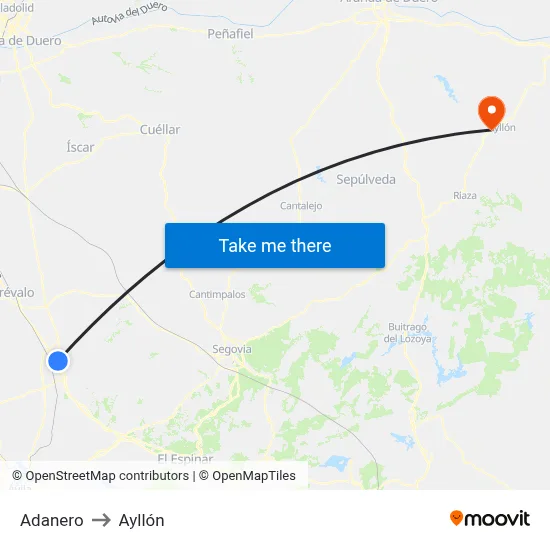 Adanero to Ayllón map