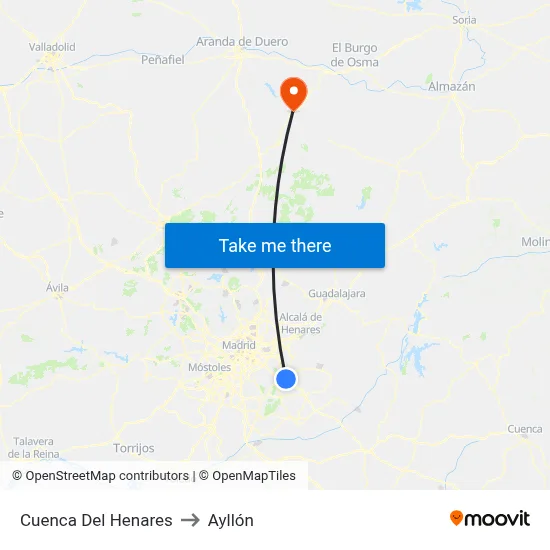 Cuenca Del Henares to Ayllón map