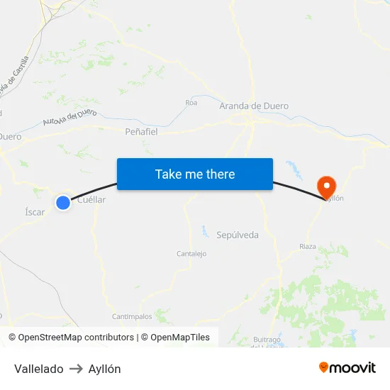 Vallelado to Ayllón map