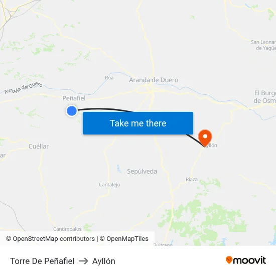 Torre De Peñafiel to Ayllón map