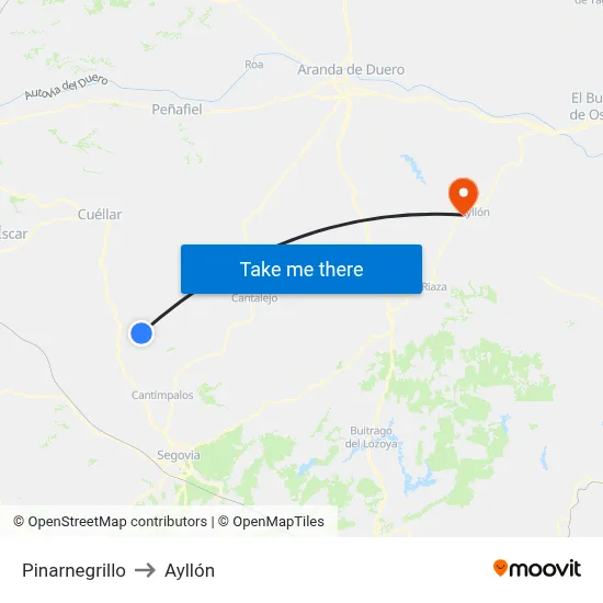Pinarnegrillo to Ayllón map