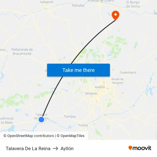Talavera De La Reina to Ayllón map
