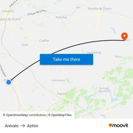 Arévalo to Ayllón map