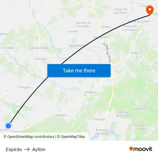 Espirdo to Ayllón map