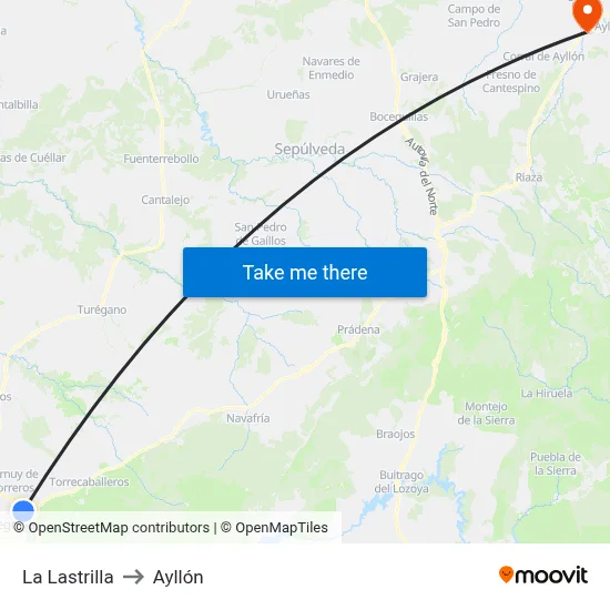 La Lastrilla to Ayllón map