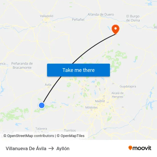 Villanueva De Ávila to Ayllón map