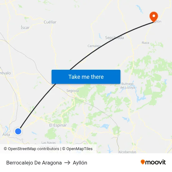 Berrocalejo De Aragona to Ayllón map