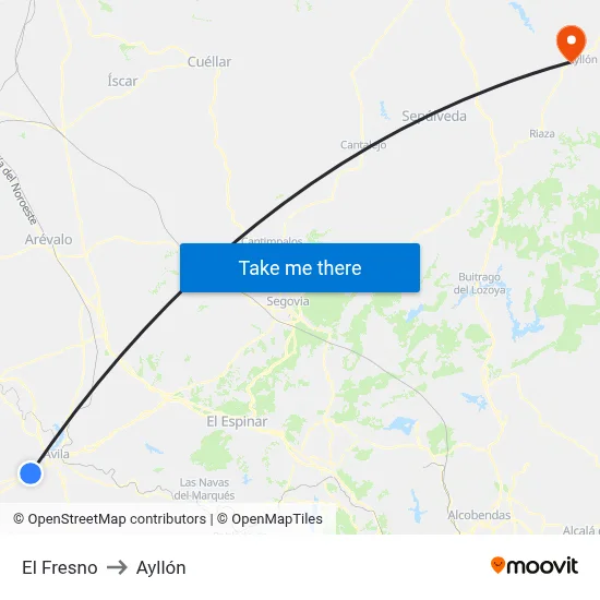 El Fresno to Ayllón map