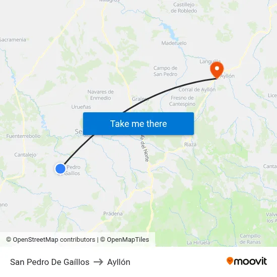 San Pedro De Gaíllos to Ayllón map