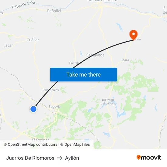 Juarros De Riomoros to Ayllón map