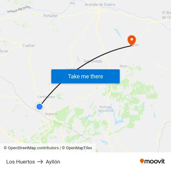 Los Huertos to Ayllón map