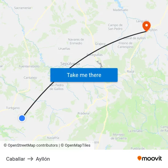 Caballar to Ayllón map
