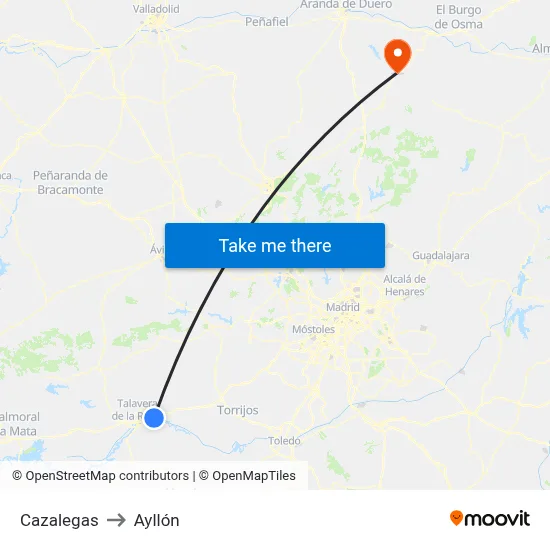 Cazalegas to Ayllón map