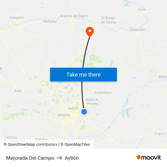 Mejorada Del Campo to Ayllón map