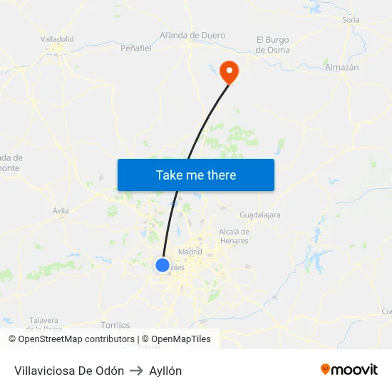 Villaviciosa De Odón to Ayllón map