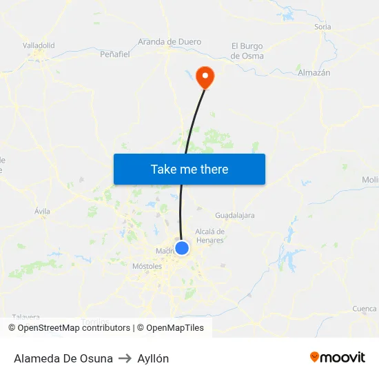 Alameda De Osuna to Ayllón map