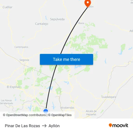 Pinar De Las Rozas to Ayllón map