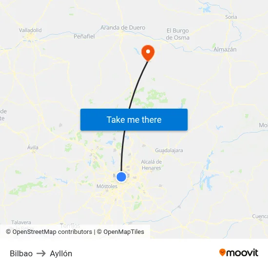 Bilbao to Ayllón map