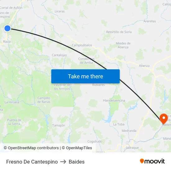 Fresno De Cantespino to Baides map