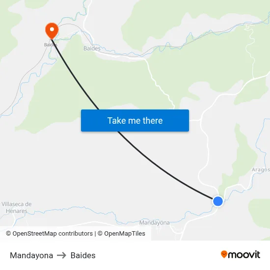 Mandayona to Baides map