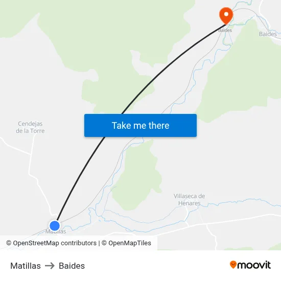 Matillas to Baides map