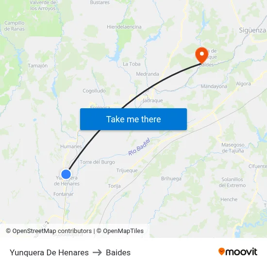 Yunquera De Henares to Baides map