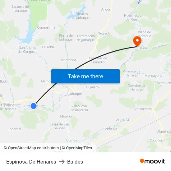 Espinosa De Henares to Baides map