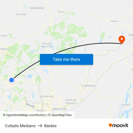 Collado Mediano to Baides map