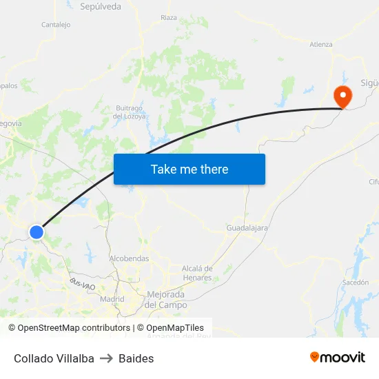 Collado Villalba to Baides map